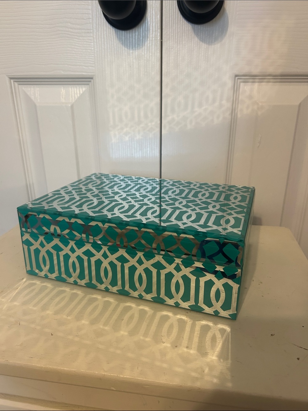 Decorative Teal Patterned Storage Box - Home Storage & Organization